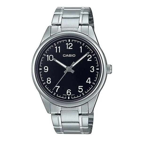 Casio férfi karóra, ezüst acél szíj, fekete számlap, WR30, 40 mm
