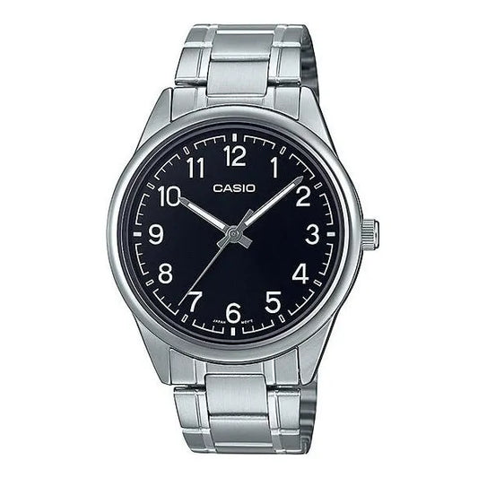 Casio férfi karóra, ezüst acél szíj, fekete számlap, WR30, 40 mm