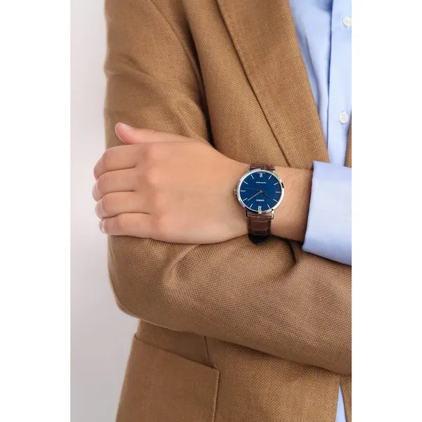 Casio MTP-VT01L-2B férfi karóra, bőr szíj, 40 mm, WR30