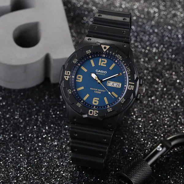 Casio MRW-200H-2B3 férfi karóra, WR100, kvarc, kék számlap, műanyag szíj