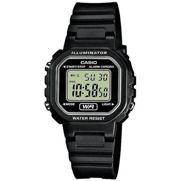 Casio LA-20WH-1AEF gyerek digitális karóra, fekete műanyag, WR30 vízálló