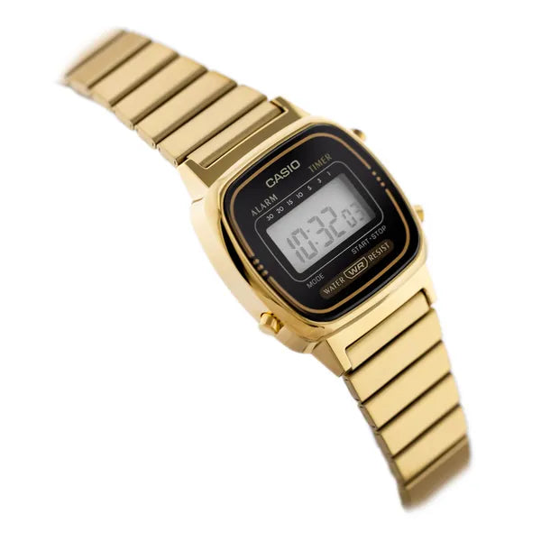 Casio Vintage LA670WGA-1 női digitális karóra arany acél, WR30