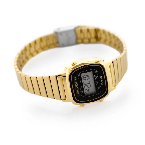 Casio Vintage LA670WGA-1 női digitális karóra arany acél, WR30