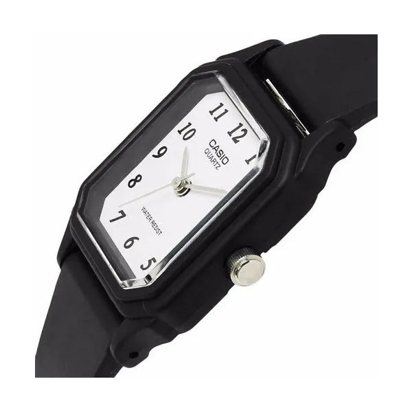 Casio LQ-142-7B női karóra, fekete tok, fehér számlap, quartz, WR30