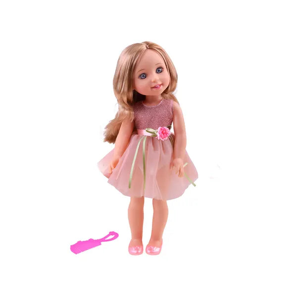 Elegáns koktélruhás baba 36cm