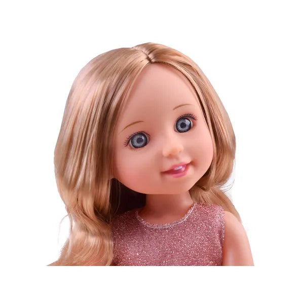 Elegáns koktélruhás baba 36cm