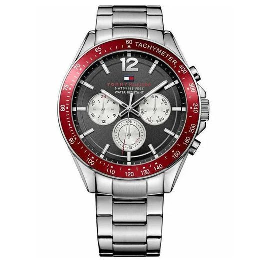Tommy Hilfiger férfi karóra 46 mm, rozsdamentes acél, 5 ATM, fekete/piros