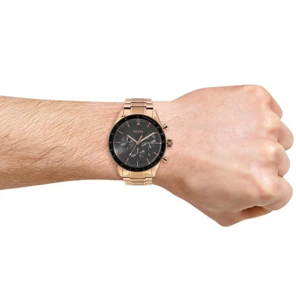 Hugo Boss Trophy férfi karóra, rozéarany acél, kronográf, 44 mm, WR50