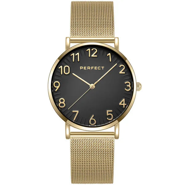 Perfect F342-06 női karóra, arany szín, fekete számlap, 36 mm