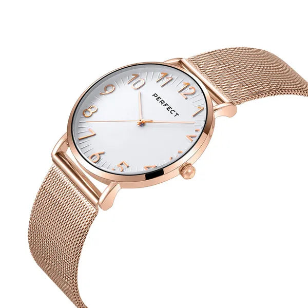 Perfect női karóra rózsaarany fém szíjjal 36 mm, quartz, WR30