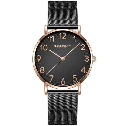 Perfect F342-08 női karóra rózsaarany tokkal, fekete számlappal, 36 mm