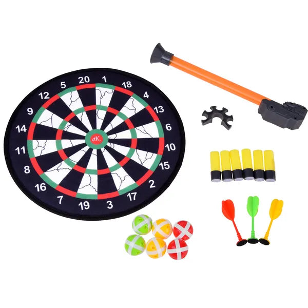 Tépőzáras darts céltábla készlet, 35 cm, labdákkal, nyilakkal, szivacslövedékekkel