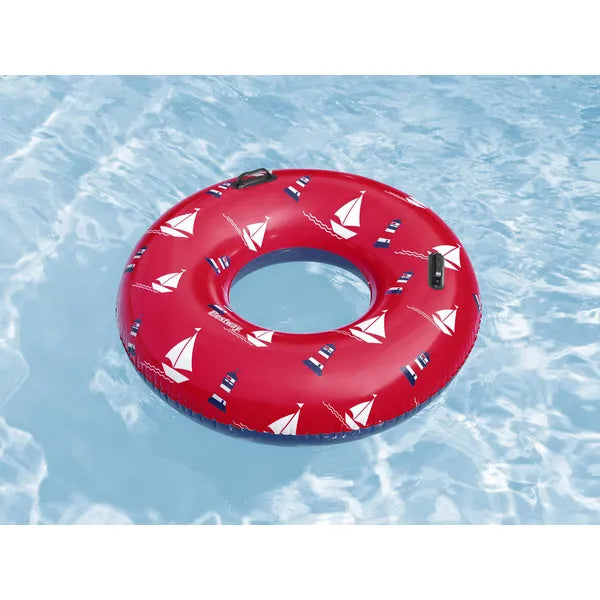 Bestway felfújható úszó gyűrű, 119 cm, piros, 12+ év, PVC fogantyúkkal
