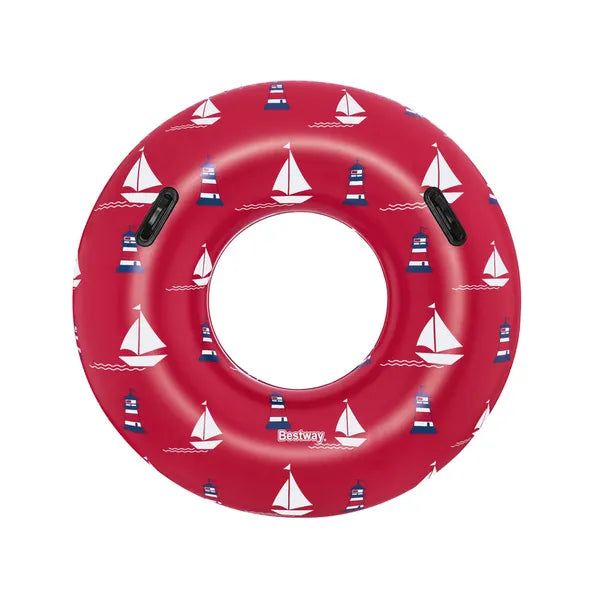 Bestway felfújható úszó gyűrű, 119 cm, piros, 12+ év, PVC fogantyúkkal