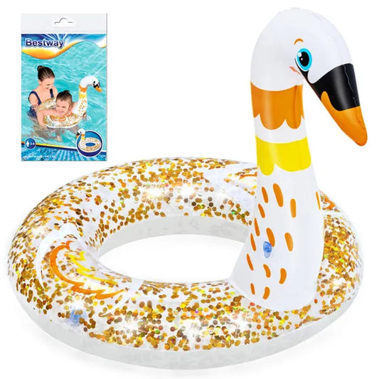 Bestway felfújható gyermek úszógumi, csillámos hattyú, 61 cm
