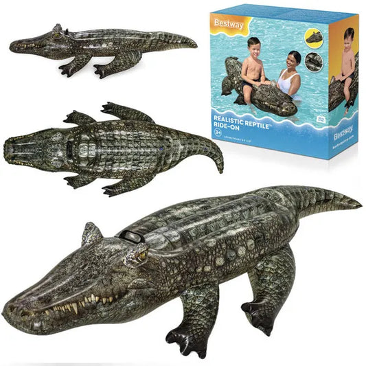 Felfújható krokodil úszógumi 193x94 cm, PVC, 45 kg teherbírás, 3+