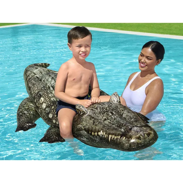Felfújható krokodil úszógumi 193x94 cm, PVC, 45 kg teherbírás, 3+