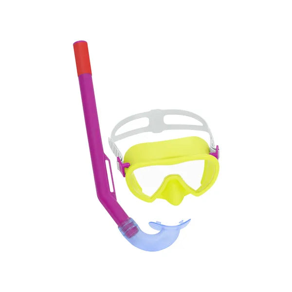Bestway gyerek snorkel maszk és pipa szett, 3+, UV, sárga-rózsaszín