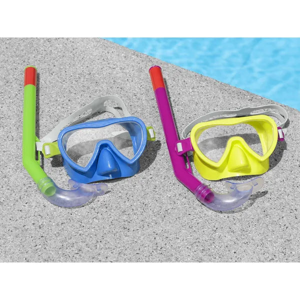 Bestway gyerek snorkel maszk és pipa szett, 3+, UV, sárga-rózsaszín