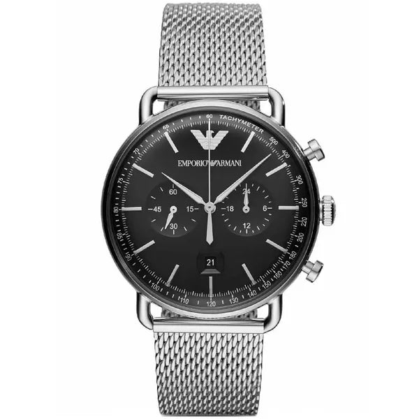 Emporio Armani Aviator AR11104 férfi kronográf karóra, 43 mm, ezüst acél
