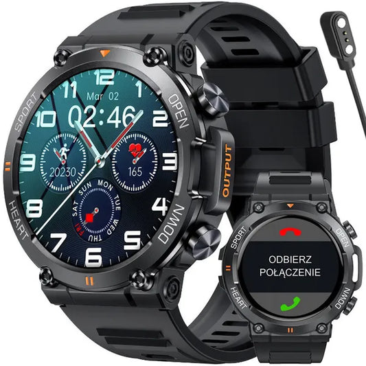 Rubicon RNCE95 férfi okosóra, 1.39'' IPS kijelző, BT hívás, SpO2, IP67