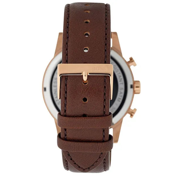 Hugo Boss Navigator férfi karóra 44 mm kronográf barna bőrszíj WR50
