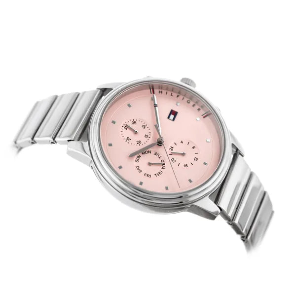 Tommy Hilfiger női karóra 38 mm, rózsaszín számlap, acél szíj