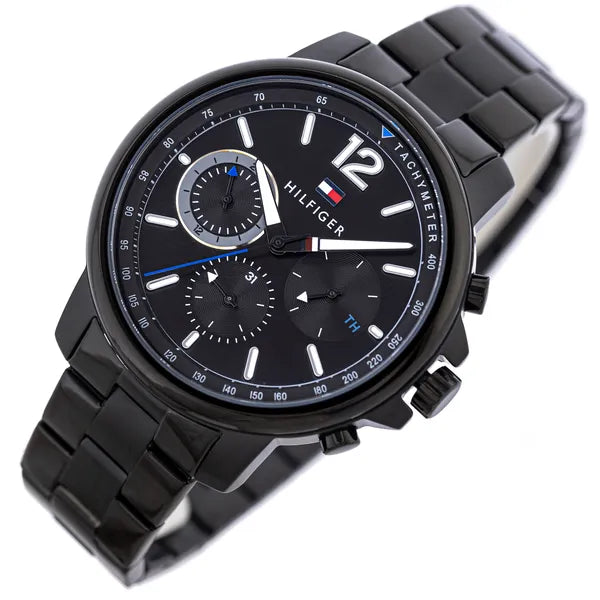 Tommy Hilfiger Landon férfi karóra, fekete rozsdamentes acél, 46 mm