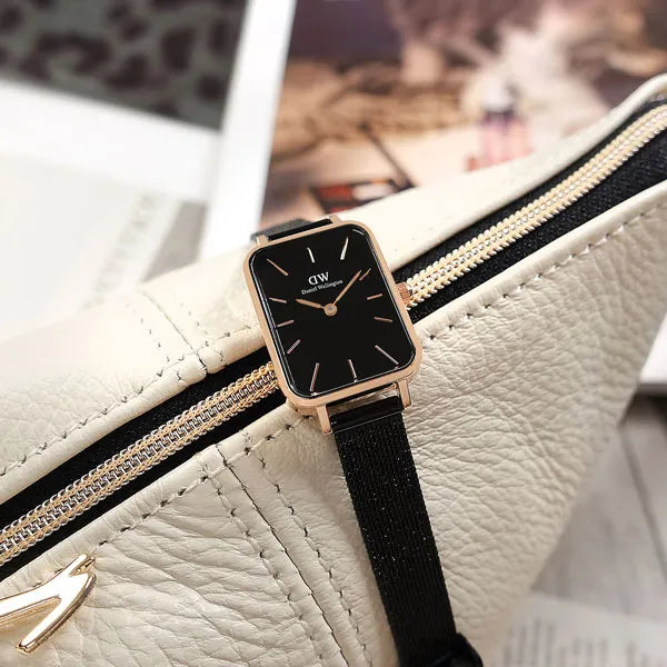 Daniel Wellington Quadro DW00100433 női karóra, fekete, rozéarany, 20 mm