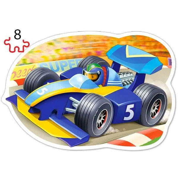 4 az 1-ben kontúr puzzle gyerekeknek – Vidám utazás, 8–20 db