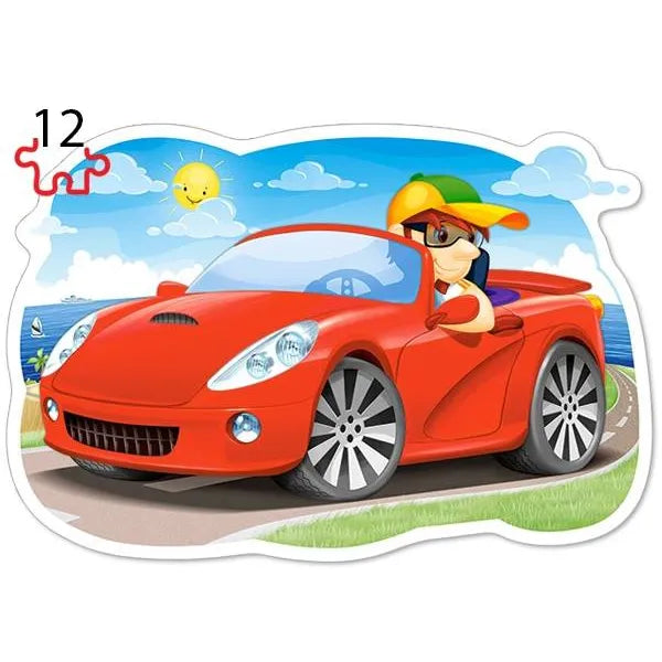 4 az 1-ben kontúr puzzle gyerekeknek – Vidám utazás, 8–20 db