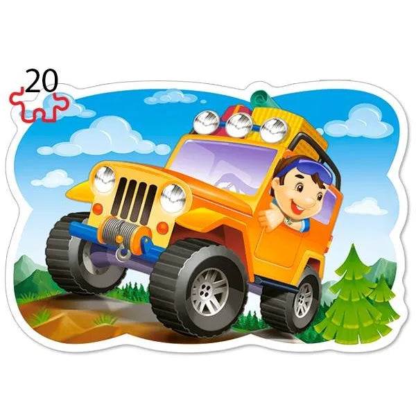 4 az 1-ben kontúr puzzle gyerekeknek – Vidám utazás, 8–20 db