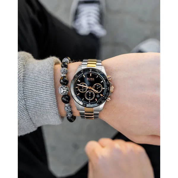 Hugo Boss Hero férfi kronográf karóra, rozéarany-ezüst, 43 mm (1513757)