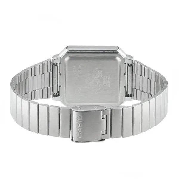 Casio Vintage unisex retro karóra LED világítással, acél szíj, WR30