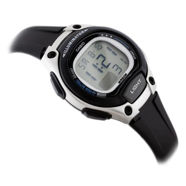 Casio LW-203-1AV női digitális karóra, LED, WR50, fekete műanyag