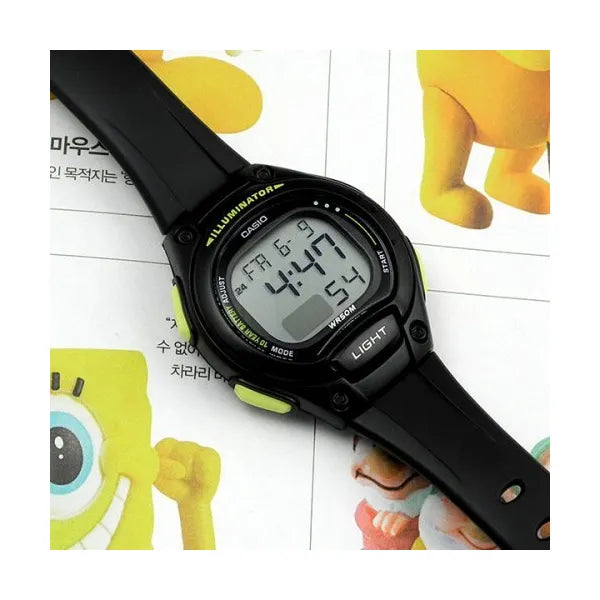 Casio LW-203-1BV női digitális karóra, fekete, WR50, LED, stopperrel