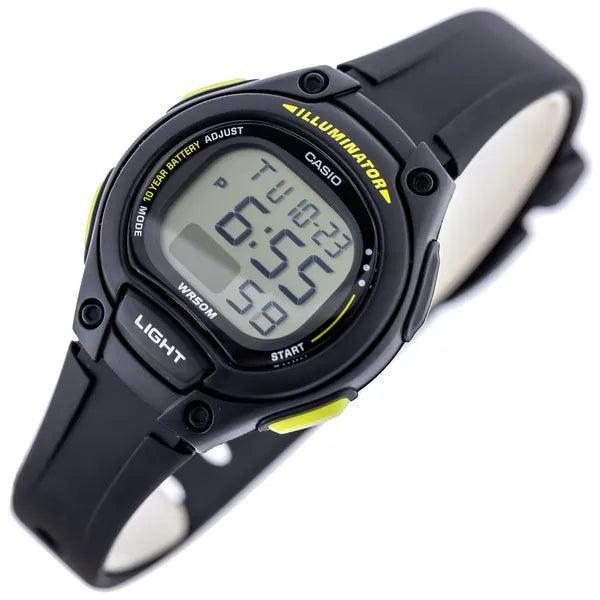 Casio LW-203-1BV női digitális karóra, fekete, WR50, LED, stopperrel