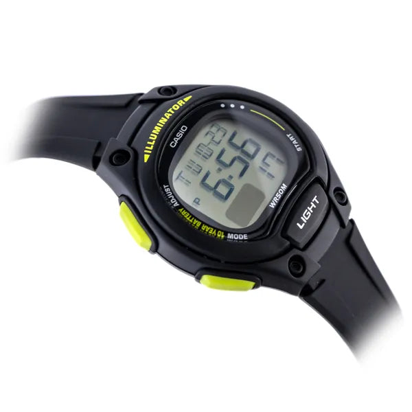 Casio LW-203-1BV női digitális karóra, fekete, WR50, LED, stopperrel