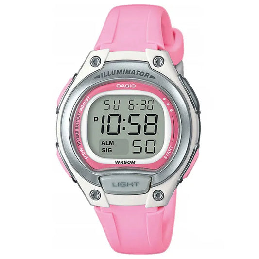 Casio LW-203-4A női digitális karóra rózsaszín szíjjal, WR50