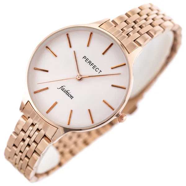 Női karóra 36 mm, rózsaarany fémszíj, ezüst számlap, quartz