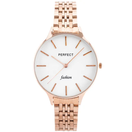 Női karóra 36 mm, rózsaarany fémszíj, ezüst számlap, quartz