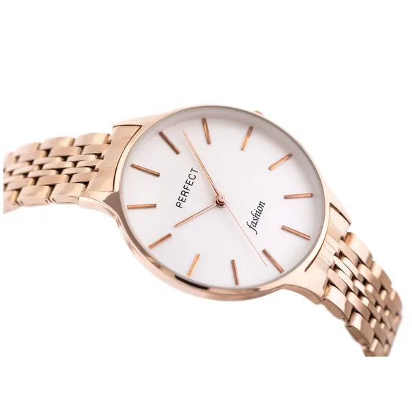 Női karóra 36 mm, rózsaarany fémszíj, ezüst számlap, quartz