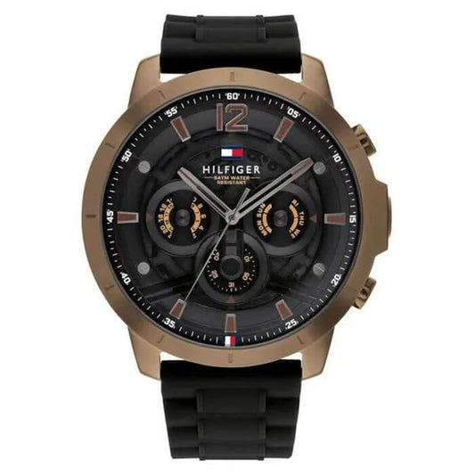 Tommy Hilfiger Luca férfi karóra, 50 mm, barna tok, szilikon szíj, 5 ATM