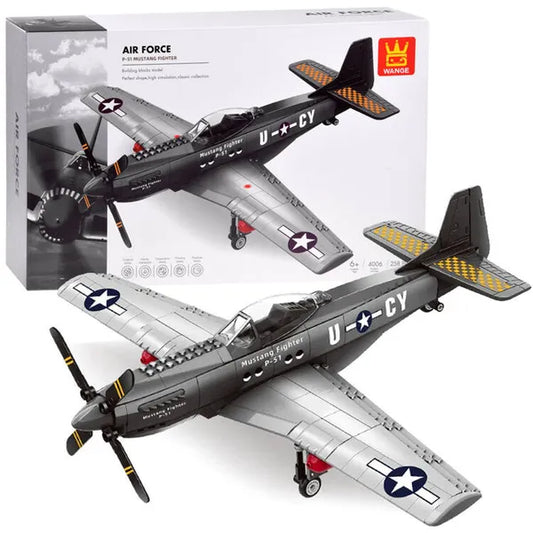 258 darabos P-51 Mustang vadászgép építőkocka készlet gyerekeknek