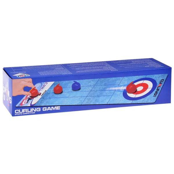 Asztali curling ügyességi társasjáték filc pályával 120×29 cm, 6 kő