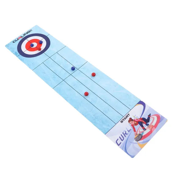 Asztali curling ügyességi társasjáték filc pályával 120×29 cm, 6 kő