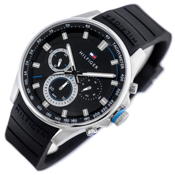 Tommy Hilfiger férfi karóra, fekete számlap, quartz, 44 mm, WR50