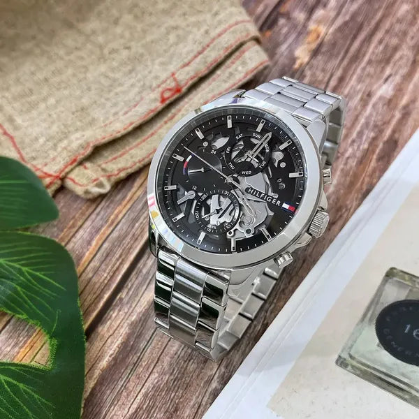 Tommy Hilfiger Henry férfi karóra, 44 mm, rozsdamentes acél, fekete számlap