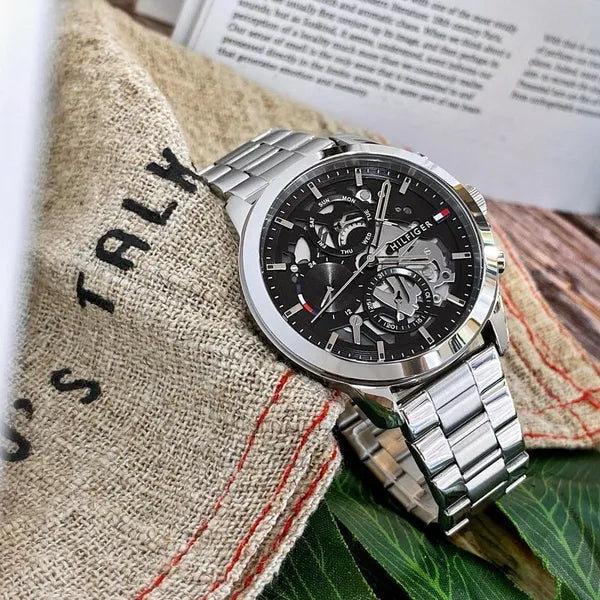 Tommy Hilfiger Henry férfi karóra, 44 mm, rozsdamentes acél, fekete számlap