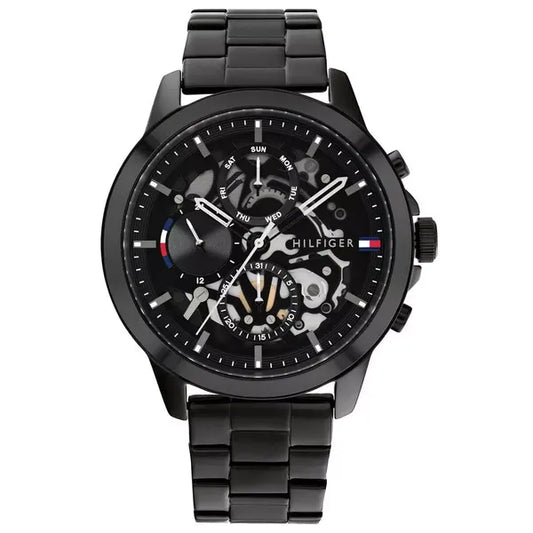 Tommy Hilfiger Henry férfi karóra, fekete acél, 44 mm, WR50